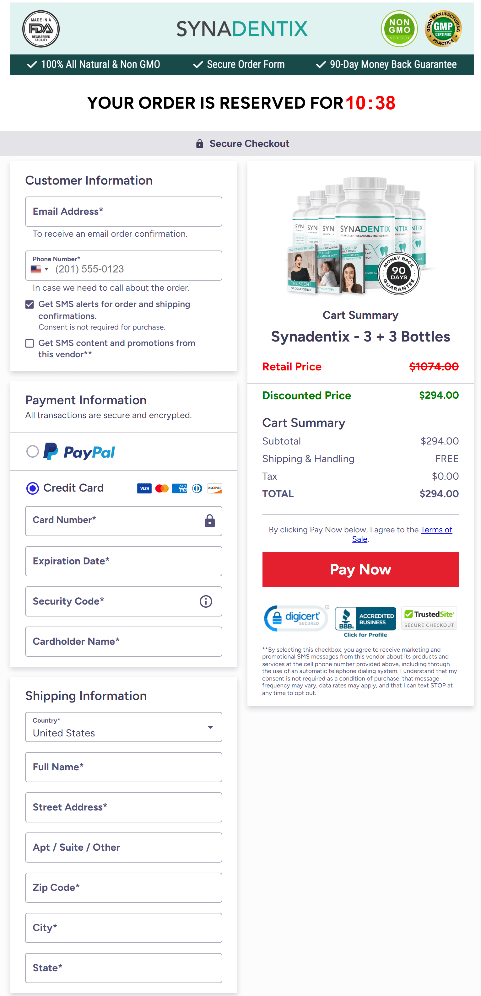 Synadentix Secure checkout
